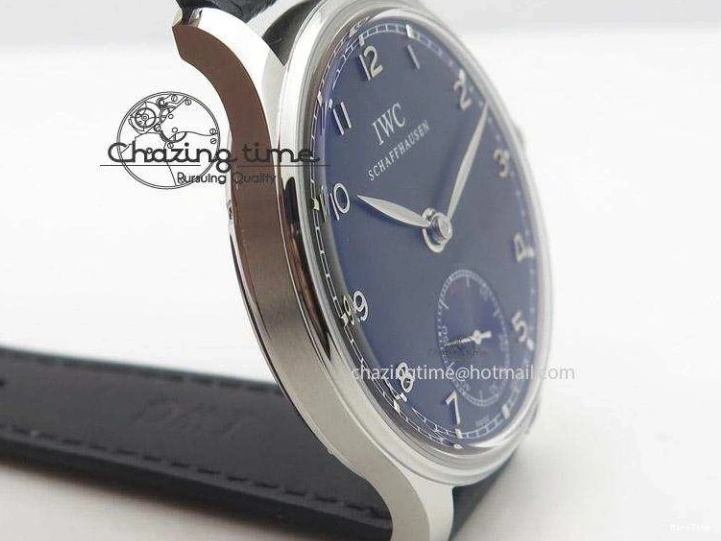 MIROTIME 0425 Portuguese IW545407 Black Dial ZF 1:1 Best Edition On Dark Blue Leather Strap DailyWear 7337